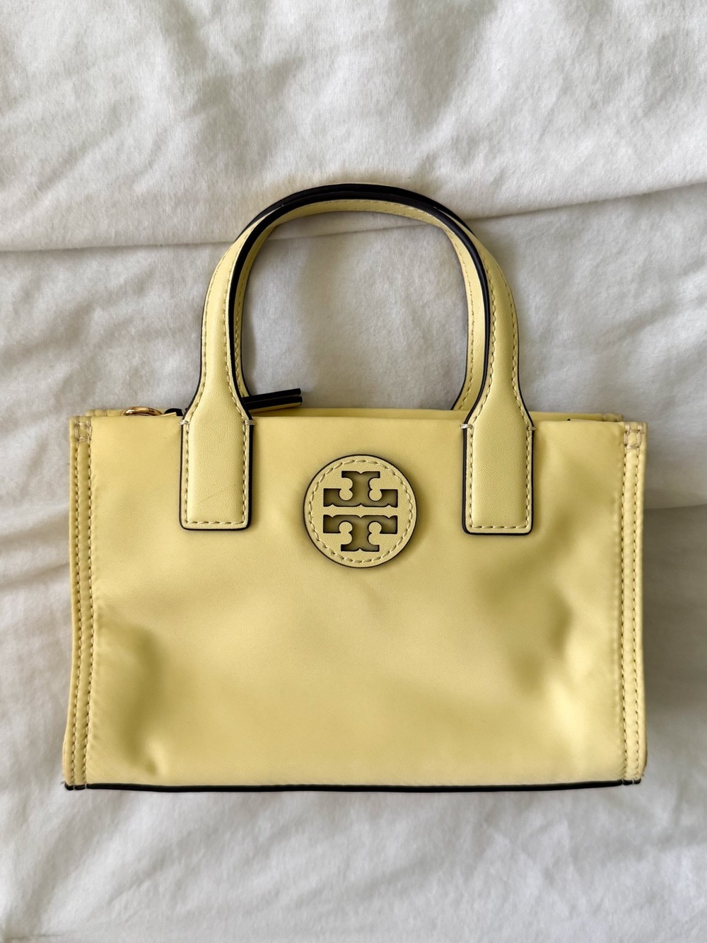 Tory Burch Pale Yellow Nylon Mini Ella Tote Bag
